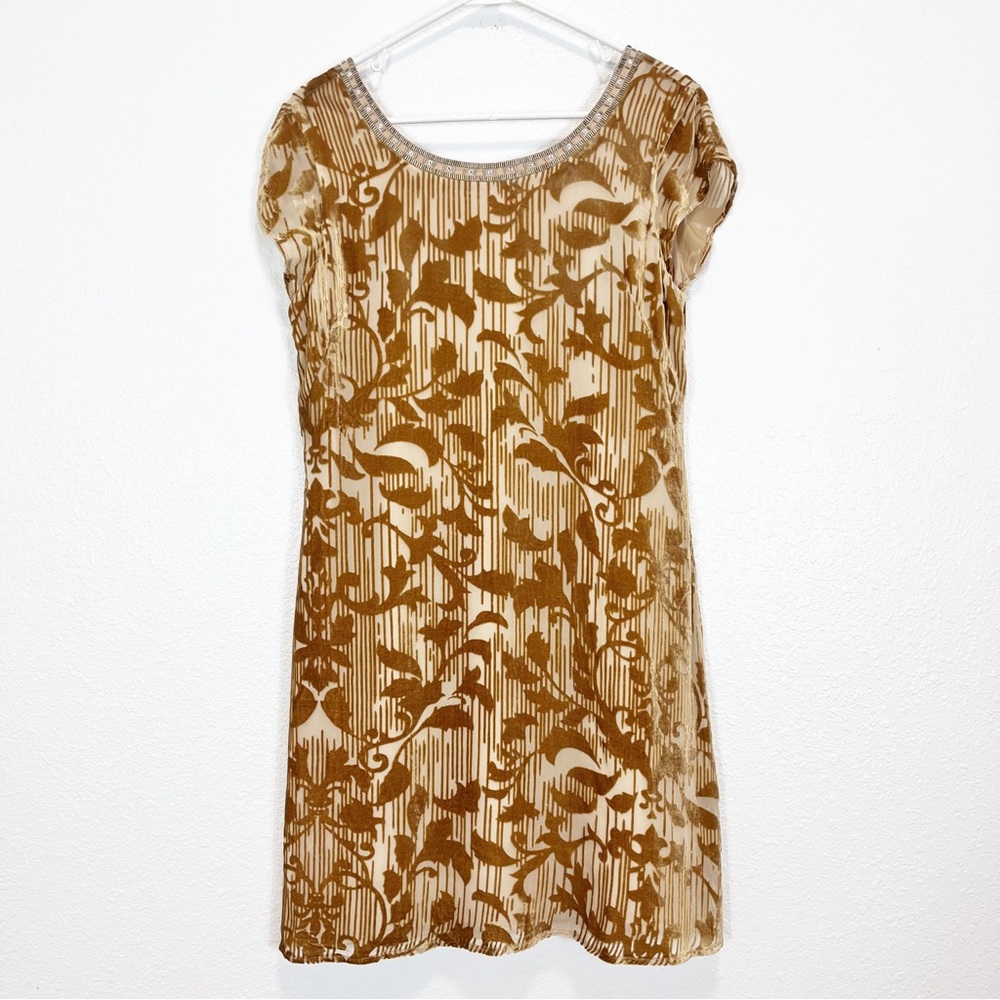 Sundance Champagne Vineyard Silk Burnout Velvet Party Dress Size 8